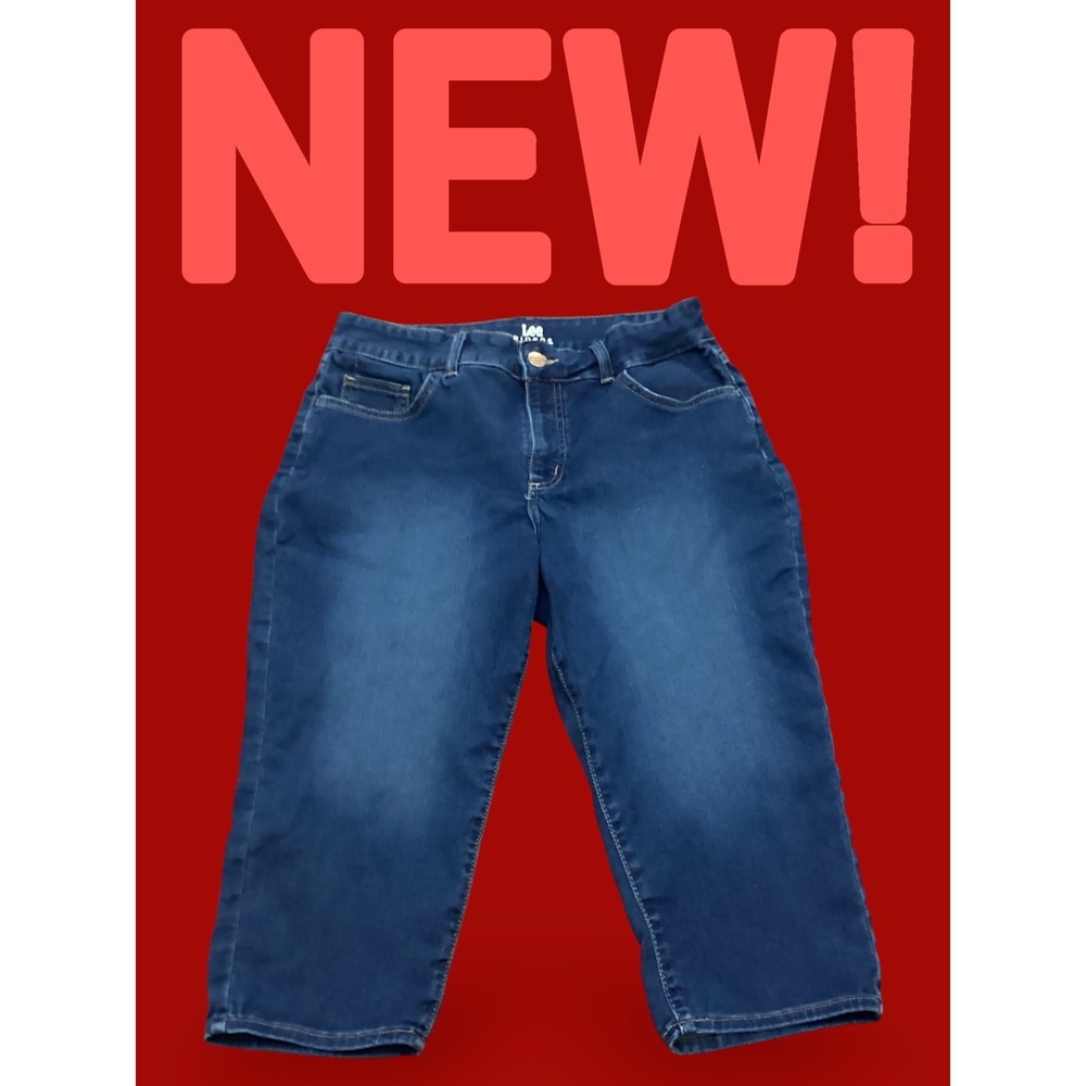 Lee Riders Womens Dark Wash Denim Capri Jeans Cropped Straight Leg Blue Size 12